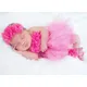 Robe en tulle avec nœud à cheveux et anneaux de pied pour bébé fille fleur rose crochet tutu