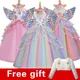 Robe de soirée de mariage licorne arc-en-ciel pour fille de 3 à 12 ans ensemble de robe de