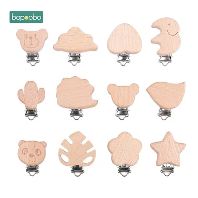Bopoobo-Attache-tétine en bois pour bébé 20 pièces clip en forme de cœur TeWindsor artisanat