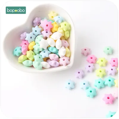 Bopoobo – anneau de dentition en Silicone 14mm 40 pièces perles en étoile de qualité alimentaire