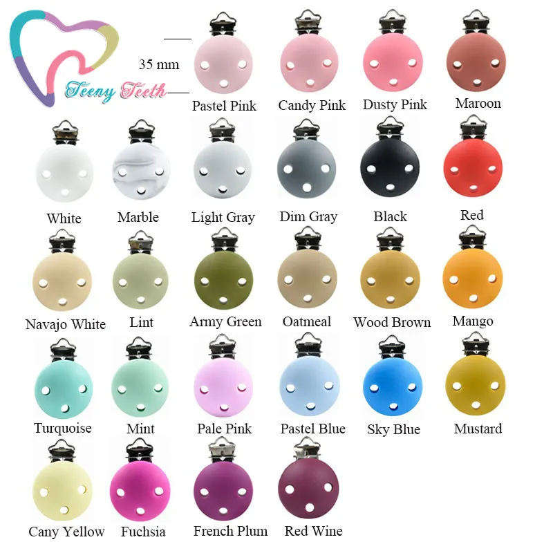 NOUVELLES COULEURS! !! 10 pièces Silicone anneau de dentition Clips rond bricolage bébé sucette factice porte-chaîne sucette soins infirmiers bijoux jouet Clips ronds