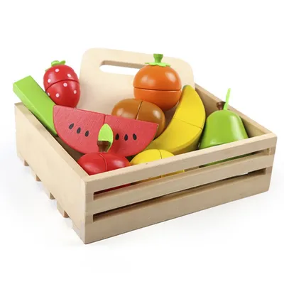Jeu de simulation de cuisine en bois fruits et légumes coupés ensemble de desserts Montessori