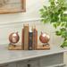 Brown Wood Globe Bookends (Set of 2) - 6 x 4 x 7