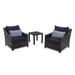 Deco 3 Piece Sunbrella Outdoor Patio Club Chairs And Side Table - Navy Blue