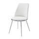 Leatherette Metal Side Chair with Angled Legs, Set of 2, White