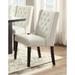 Upholstered Button Tufted Leatherette Dining Chair, Set Of 2,White