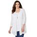 Plus Size Women's Shadow Stripe Cardigan by Catherines in White (Size 2XWP)
