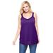 Plus Size Women's Lace-Trim V-Neck Tank by Woman Within in Radiant Purple (Size 34/36) Top