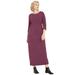 Plus Size Women's 3/4 Sleeve Knit Maxi Dress by ellos in Fig (Size 1X)