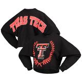 Women's Black Texas Tech Red Raiders Laurels Crop Long Sleeve T-Shirt