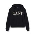 GANT Girls' D1. Shiny Logo Hoodie Hooded Sweatshirt, Black, 16 Years