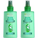 Garnier Hair Care Fructis Pure Clean Detangler + Air Dry No Tangles or Frizz Silicone Free and Paraben Freem Made With Aloe Extract and Vitamin E 5 Fl Oz 2 Count