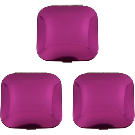 Set of 3 Contemporary Square Clamshell Compact Mirrors With Reflective Finish (Red)