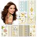 Metallic Temporary Tattoos for Women Teens Girls - 8 Sheets Gold Silver Temporary Tats Glitter Shimmer Designs Jewelry Tattoos - 100+ Color Flash Fake Waterproof Tattoo Stickers (Caicos)