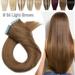 Benehair Human Hair Extensions Tape In Skin Weft Invisible Full Head Thick Brown 100G 40 Pcs 12 -24 for Woman US