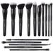 Zoreya Makeup Brushes 15Pcs Makeup Brush Set Premium Synthetic Kabuki Brush Cosmetics Foundation Concealers Powder Blush Blending Face Eye Shadows Black Brush Sets