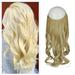 SAYFUT Hair Extension Ash Blonde Invisible Wire Headband 18/20/22 Inch 4.2-4.4 Oz Long Curly Wavy Synthetic Hairpiece for Women Heat Resistant Fiber No Clip Straight Synthetic Hair