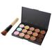 Professional 15 Colors Cream Concealer Camouflage Makeup Palette Contouring Kit + 1 Pcs Makeup Brush - Ideal for Professional and Daily Use