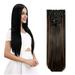 4Pcs Clip in Straight Hair Extensions Natural Straight Hairpieces with 11 Clips 18/24 inch Long Soft Clip on Extensions Hair Pieces for Women - Dark Brown 260g Per Set