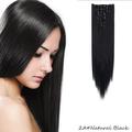 LELINTA 23 Long Straight Full Head Clip in Synthetic Hair Extensions Double Weft 7 Pieces 16 Clips 220g