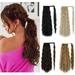 LELINTA Ponytail Extension Wrap Around Long Wavy Curly Clip in Ponytails Hair Extensions Hairpiece for Women 22 Inch Synthetic Hairpiece Medium Brown