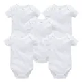 KavAdapters-Vêtements pour bébés garçons et filles 3 pièces 5 pièces blanc uni manches courtes