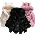 Veste à Capuche en Coton Épais et Peluche pour Bébé Fille Vêtement Chaud Mignon Automne et Hiver