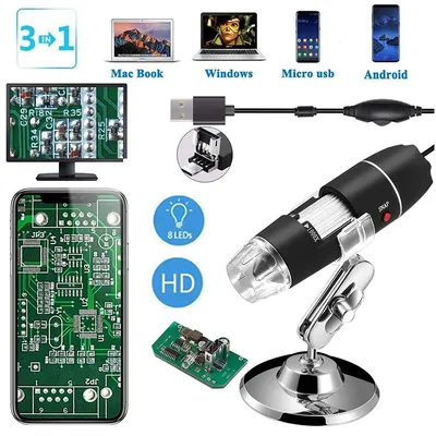 500X-1600X 8LED Microscope numérique USB Mini caméra loupe électronique de poche pour Endoscope