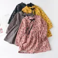 Robe de princesse en coton à manches longues pour fille vêtement pour enfant imprimé floral 2-8T