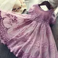 Robes d'été en dentelle pour petites filles de 3 à 8 ans tenue de princesse blanche Tutu vêtements