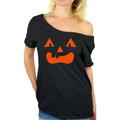 Awkward Styles Jack O'Lantern Pumpkin Off the Shoulder Shirts for Women Halloween Pumpkin Graphic Shirt for Ladies Cute Pumpkin Tee Easy Halloween Costume for Women