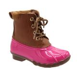 Duck Girls and Boys Lace Up Two Tone Combat Style Calf Rain Duck Boots