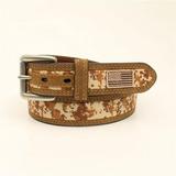 Ariat A1035044-38 1.50 in. Digital Camo Center USA Flag Mens Belt & Buckle, Medium Brown - Size 38