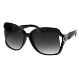 Womens Jewel Chain Hinge Oversize Rectangular Butterfly Diva Plastic Sunglasses Burgundy Smoke