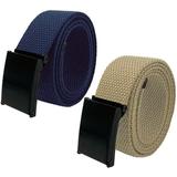 Boy's School Uniform Black Flip Top 2pc Military Canvas Web Belts Medium Navy, Khaki