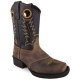 Smoky Mountain Kid's Luke Brown/Black Leather Cowboy Boots 3897