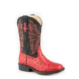Roper Ostrich Kids Boys Red Faux Leather Cowboy Cool Cowboy Boots 12