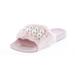 Forever Link Izzy-33 Womens Open Toe Faux Pearl Embellished Flip Flop Slide Flat Sandal Slippers