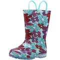 Norty Little Big Girls Waterproof PVC Light Up Rain Boots 41292-2MUSLittleKid Blue Flowers