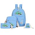 Teens School Backpack Set Canvas Girls School Bags, Bookbags Set of 4 (Light Blue)