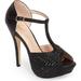 Lauren Lorraine Vivian 4 Black Crystal Embellished High Heel Pump Sandal