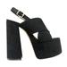 Luxemoda Kimberly Black Wrapped Platform Retro Heel Peep Toe Mule Sandals (10, Black)
