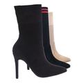 Pledge by Anne Michelle, Stretch Elastic Sport Luxe Rib-Knit Sock Ankle Bootie w Stripe (Woman)