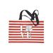 Floriana Love Books Tote Bag - Red and White Striped Cotton Canvas Shopping Bag