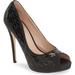 Lauren Lorraine Estelle Peep Toe Pump Black Glitter Rhinestone (6)