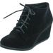 Bella Marie Brenda-11 Women's high top lace up rounded toe platform wedge suede booties