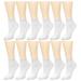 12 Pairs Assorted Colors Women's Ankle Socks Size 9-11 White