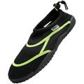 Norty NEW Mens Water Shoes Aqua Socks Surf Yoga Exercise Pool Beach Swim Slip On 41364-8D(M)US Black/Lime Toggle