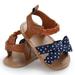 Styles I Love Baby Toddler Girl Bowknot Sandals Soft Sole Anti-slip Crib Shoes Prewalker 0-18M, 5 Colors (Navy + Dots, 6-12 Months)