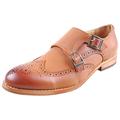 Urban Fox Allen Men's Dress Shoe Double Monk Strap Brogue Wingtip Shoes for Men Light Brown 14 M US